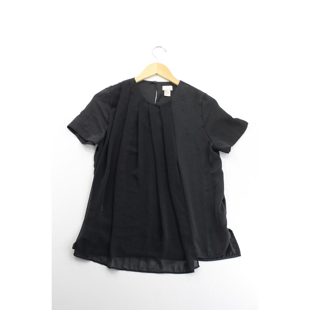 H&M black‎ sheer flowy minimalist closet staple blouse wonens 2 capsule career
